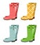 Set of gumboots on a white background