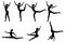 Set of gymnast poses. Silhouette. Young gymnast is doing exercises. Acrobatics isolated vector