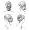 Set of hairstyles. Bridal hairdo. Hand drawn.