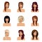 Set of hairstyles for girls create their Avatar, a young woman naked. Hairstyles for long hair . Face neck, eyes