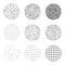 Set of Halftone distorted elements on the white background.Collection of halftone effect dot patterns.Sphere illustration