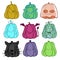 Set Halloween cartoon monsters kawaii pumpkins for stickers and fabrics and wrapping and clothes print and kids