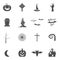 Set of halloween design creation tool kit. Icons isolate. Silhouette holiday design creator. Party symbols - pumpkin