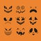 Set of Halloween faces. Pumpkin faces. Ghost faces. Part 1.