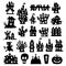 Set of halloween icons. Halloween haunted house isolated on a white background. Vector illustration