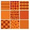 Set of Halloween plaid seamless patterns in orange