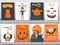 Set of Halloween Posters invitation cards,poster,template,greeting cards,cute, animal,Vector illustrations