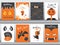 Set of Halloween Posters invitation cards,poster,template,greeting cards,cute,animal ,Vector illustrations