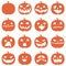 Set of halloween pumpkins with funny faces. Minimal style pumpkin collection. Autumn holidays. Vector illustration