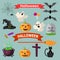 Set of Halloween ribbons and characters.