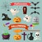 Set of Halloween ribbons and characters.