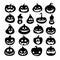 Set of Halloween scary pumpkins. Flat style spooky creepy pumpkins