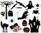 Set Halloween Silhouettes 15 Elements Isolated over a white and transparent background. EPS vector file available.