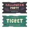 Set of Halloween tickets template with text.Traditional hand drawn coupon and invitation isolated. Silhouette of bat, cobweb,