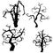 Set of halloween trees on white background,