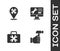 Set Hammer, Location with wrench, Toolbox and Computer monitor service icon. Vector