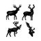 Set Hand draw Deer Silhouette Grunge. Vector illustration of a Wild Animal stag Isolated on a white background