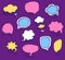 Set Hand draw speech bubbles clouds with sketch effect colorful