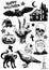 Set of hand drawing of halloween objects in black and white