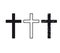 Set of hand-drawn black grunge cross icons, collection of simple Christian cross signs,
