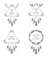 Set of hand drawn boho style design with arrow , deer antlers and feathers.