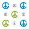 Set of hand drawn brushed colorful vector peace icons