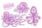 Set of hand drawn cartoon jellyfishes. Sea life illustration. Vector