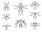 Set of Hand Drawn Cartoon Vector Alien Insect designs