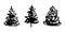 Set of hand drawn Christmas tree isolated on white bckground. Vector illustration in sketch style. Christmas design element