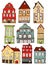 Set Of Hand Drawn Colored Buildings