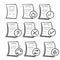 Set of hand drawn Document Flow Management Vector Line Icons. doodle