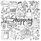 Set of hand drawn doodle shopping and fashion icons