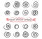 Set of hand drawn Doodle spiral line. Swirl vector design elements. Illustration on white isolated background.