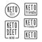 Set hand drawn emblem or logo keto diet in linear style. Vector flat illustration