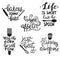 Set of hand drawn funny sayings for kitchen or restaurant poster