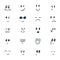 Set of hand drawn funny smiley faces. Sketched facial expression