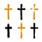 Set of hand-drawn grunge cross icons, collection