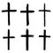 Set of hand drawn grunge crosses. religious sign.