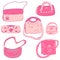 Set of Hand Drawn HandBags. Pink Glamorous Fashion bags