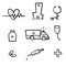 Set of hand drawn hospital and medicine related vector illustration with simple doodle