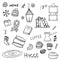 Set of hand drawn hygge cozy elements doodles in vector