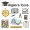 Set of hand drawn icons on the theme of Algebra