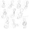 Set of hand drawn scribble  treble clefs. Collection of abstract treble clefs in doddles style. Design element.