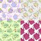 Set of hand drawn seamless patterns with cute teapots