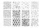 Set of Hand drawn seamless patterns with geometric shapes isolated on white.