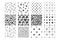 Set of Hand drawn seamless patterns with hearts and flowers isolated on white.