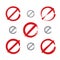 Set of hand-drawn simple vector prohibition icons, collection