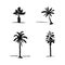 Set of hand drawn sketch palm trees