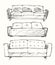 Set of hand drawn sofa vector illustration.