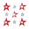 Set of hand-drawn soviet red star icons scanned and vectorized